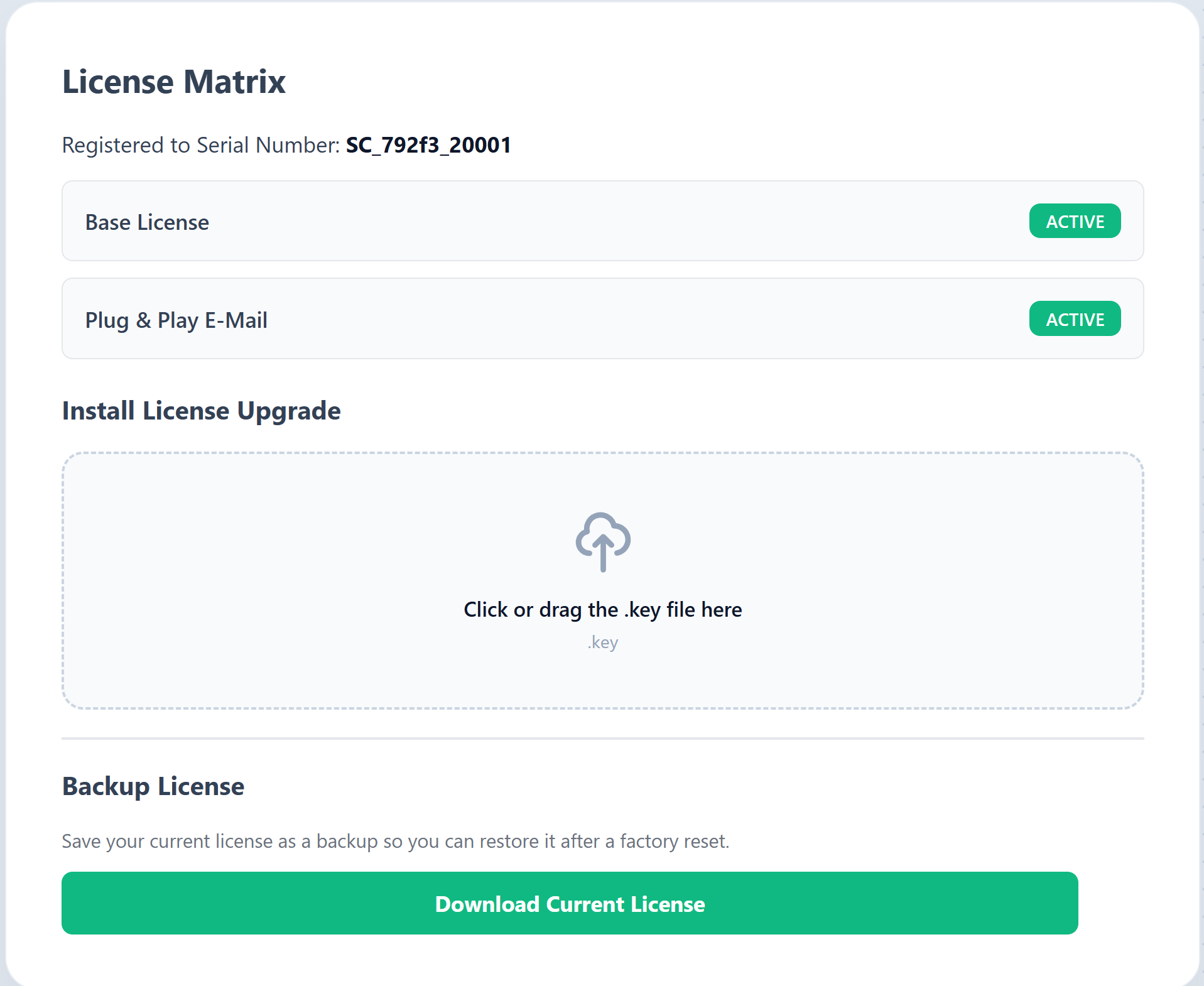Licensing Interface